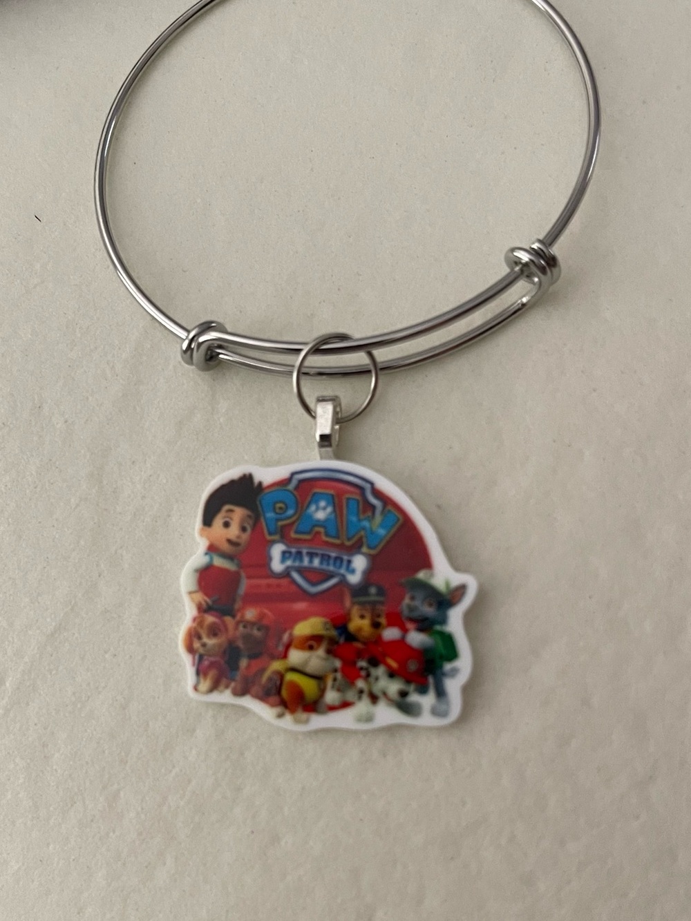 Paw Patrol Silver-tone Expandable Bracelet with Multicolor Character Charm